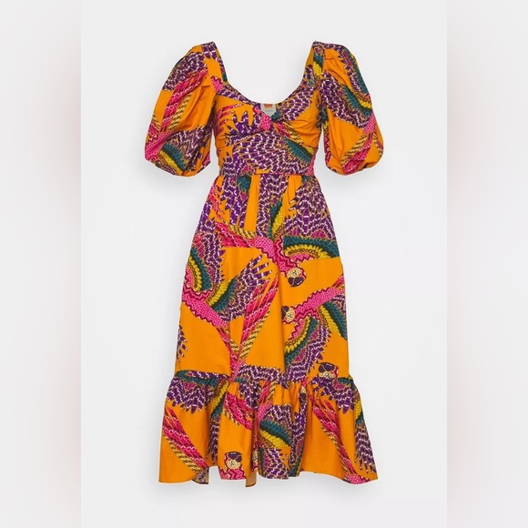 Farm Rio Beaded Macaws Midi Dress - Picture 2 of 7